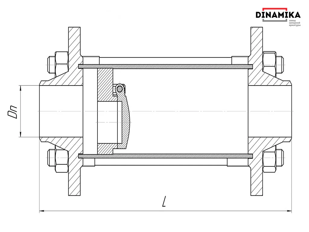 Обратный клапан 19с38нж Ду100 межфланцевый